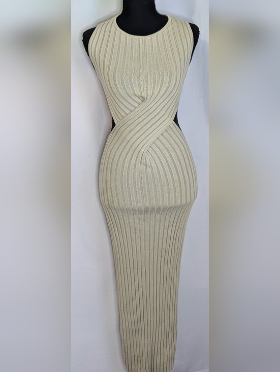 Miss Lola Dresses & Skirts - Miss Lola Cream Ribbed Twist Pencil Skirt
